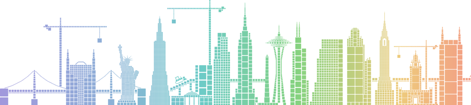 multicoloured london skyline